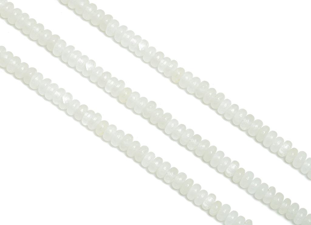 2x4mm White Crystal Natural Stone Bead - Smooth Rondella Beads - White Crystal 15 inch /Strand - Crafting Gemstone Bead - DIY Making -NS2997 - DOMEDBAZAAR
