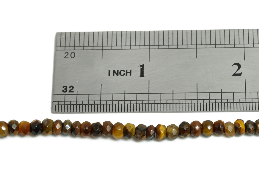 4mm Tiger&#39;s Eye Natural Stone Beads - Faceted Rondella Tiger&#39;s Eye 14.56 inch /Strand - DIY Crafting Gemstone Beads - Craft Making - NS2986 - DOMEDBAZAAR