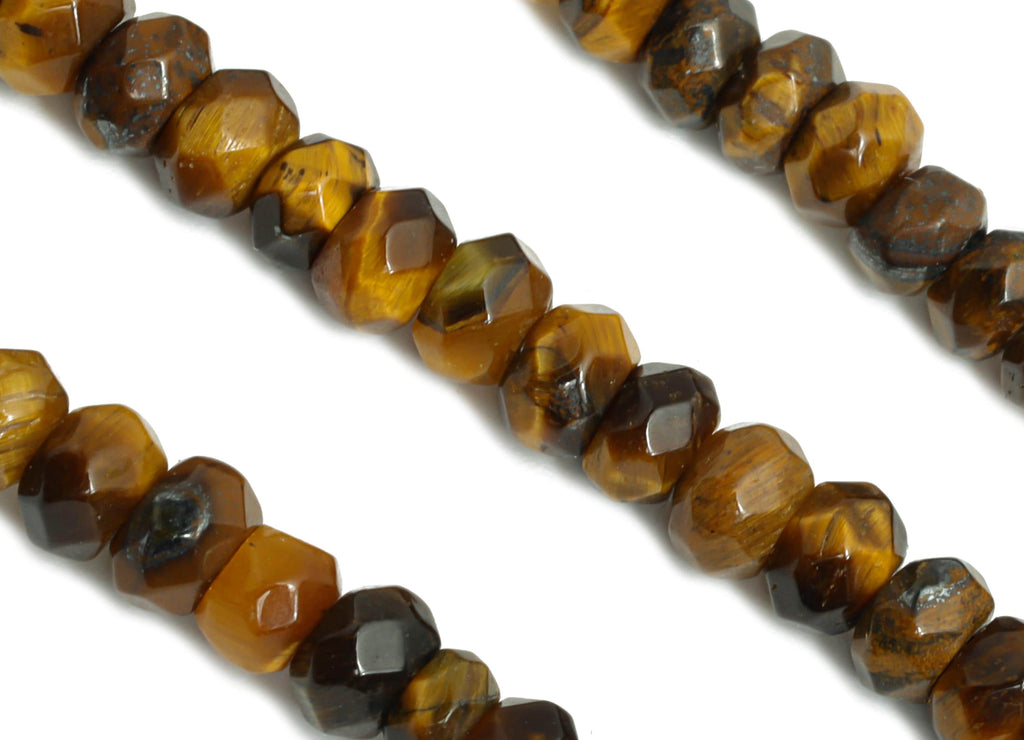 4mm Tiger&#39;s Eye Natural Stone Beads - Faceted Rondella Tiger&#39;s Eye 14.56 inch /Strand - DIY Crafting Gemstone Beads - Craft Making - NS2986 - DOMEDBAZAAR