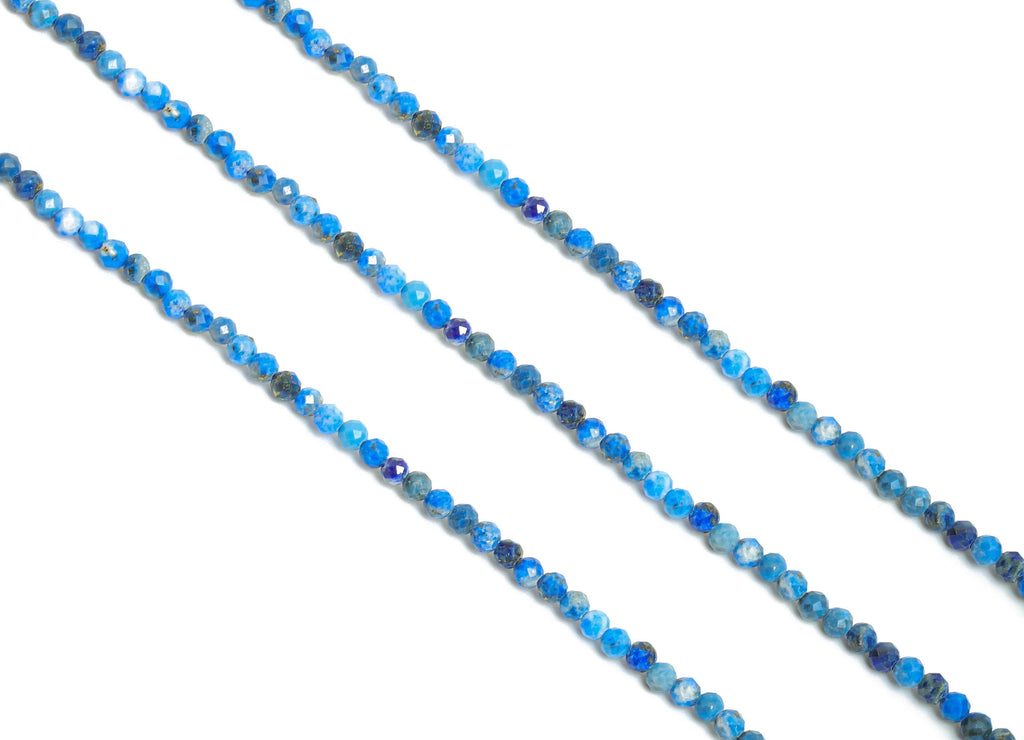 2.4mm lapislazuli Natural Stone Beads - Faceted Round Bead 15.35 inch /Strand - Gemstone Beads For Necklace - Crafting Necklace - NS2494 - DOMEDBAZAAR
