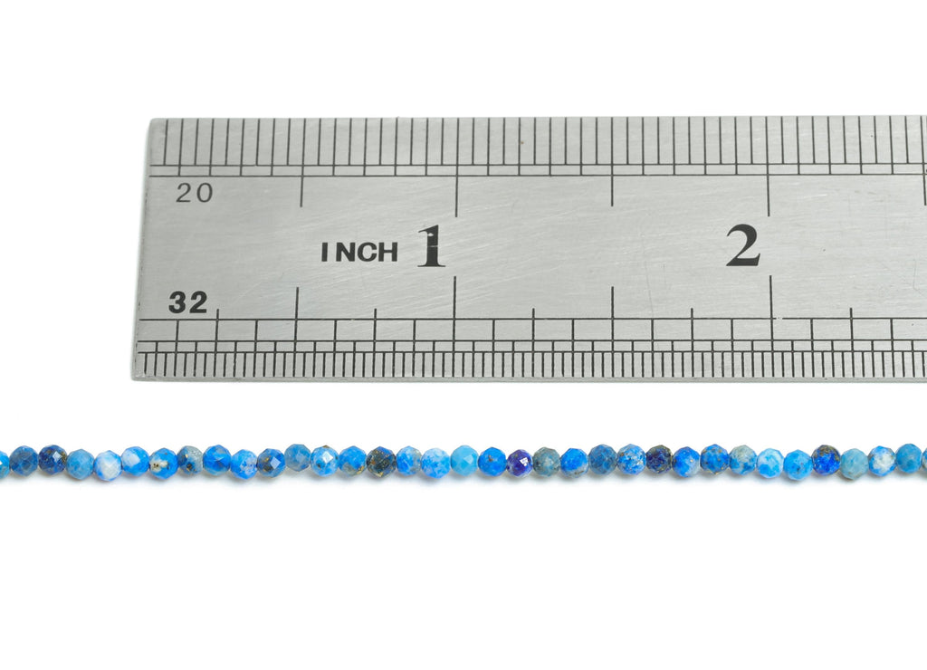 2.4mm lapislazuli Natural Stone Beads - Faceted Round Bead 15.35 inch /Strand - Gemstone Beads For Necklace - Crafting Necklace - NS2494 - DOMEDBAZAAR