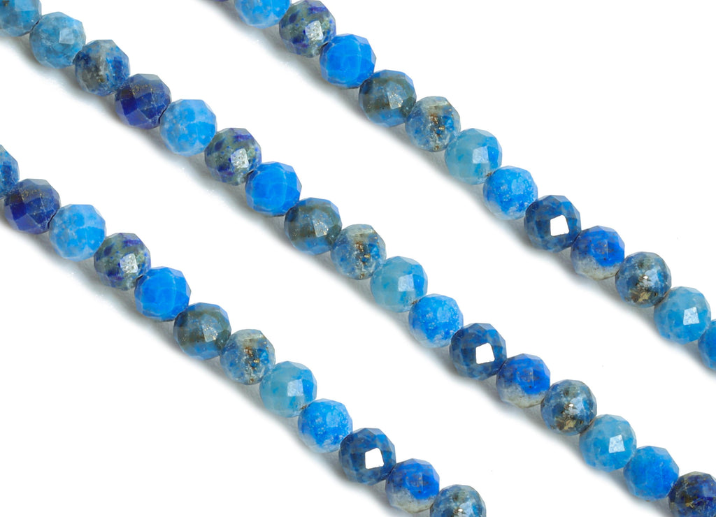2.4mm lapislazuli Natural Stone Beads - Faceted Round Bead 15.35 inch /Strand - Gemstone Beads For Necklace - Crafting Necklace - NS2494 - DOMEDBAZAAR