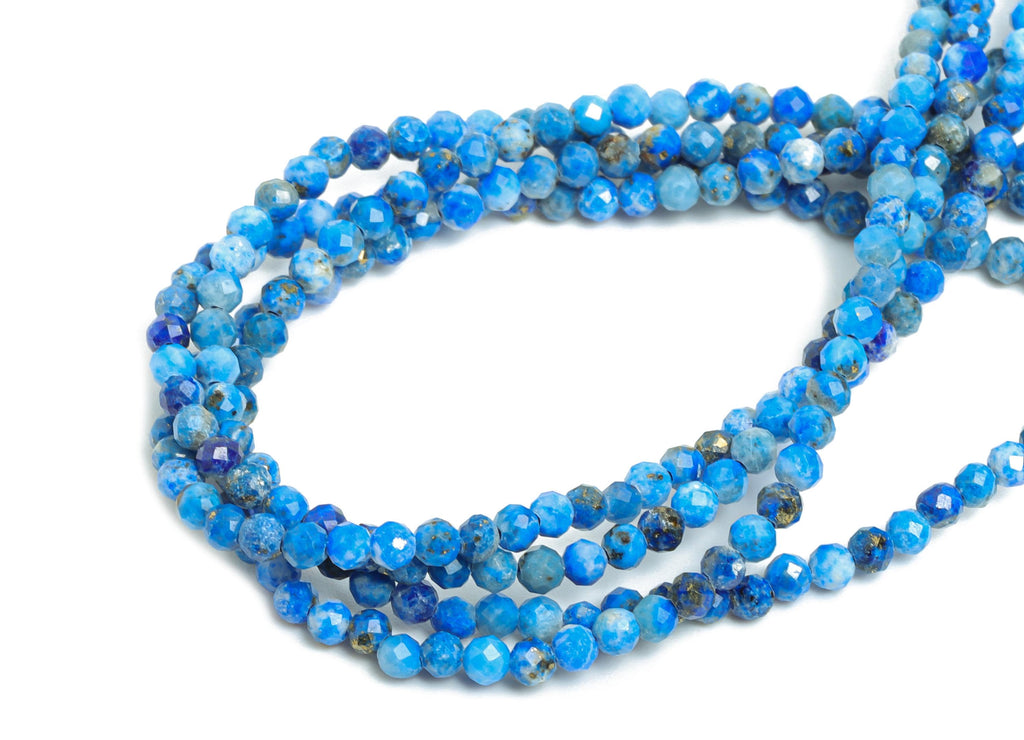 2.4mm lapislazuli Natural Stone Beads - Faceted Round Bead 15.35 inch /Strand - Gemstone Beads For Necklace - Crafting Necklace - NS2494 - DOMEDBAZAAR