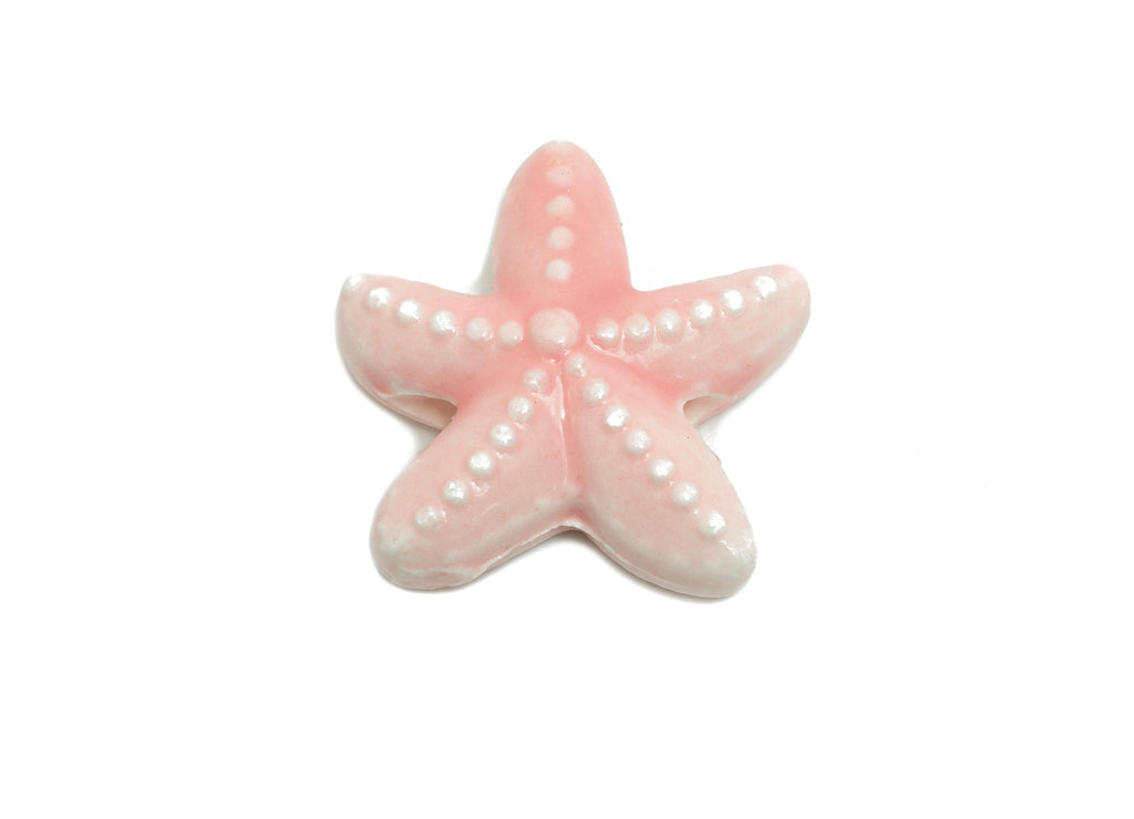 Glazed Ceramic Starfish Beads - Textured Pink Starfish Beads - Handmade Marine Bracelet Beads - Jewelry Component - 19x19.4x5.9mm - NS2841 - DOMEDBAZAAR