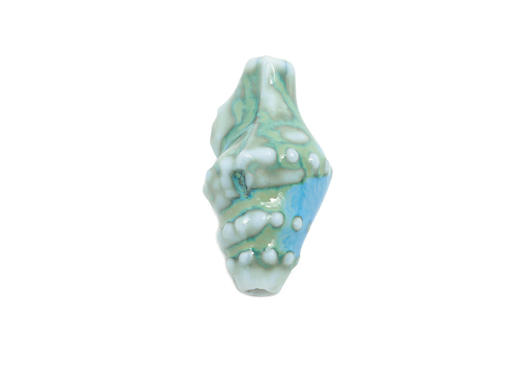 Glazed Ceramic Shell Beads - Craft Beads for Necklace or Bracelet - Blue Rustic Coastal Bead - Making Supplies - 20x11x10mm - NS2775H - DOMEDBAZAAR