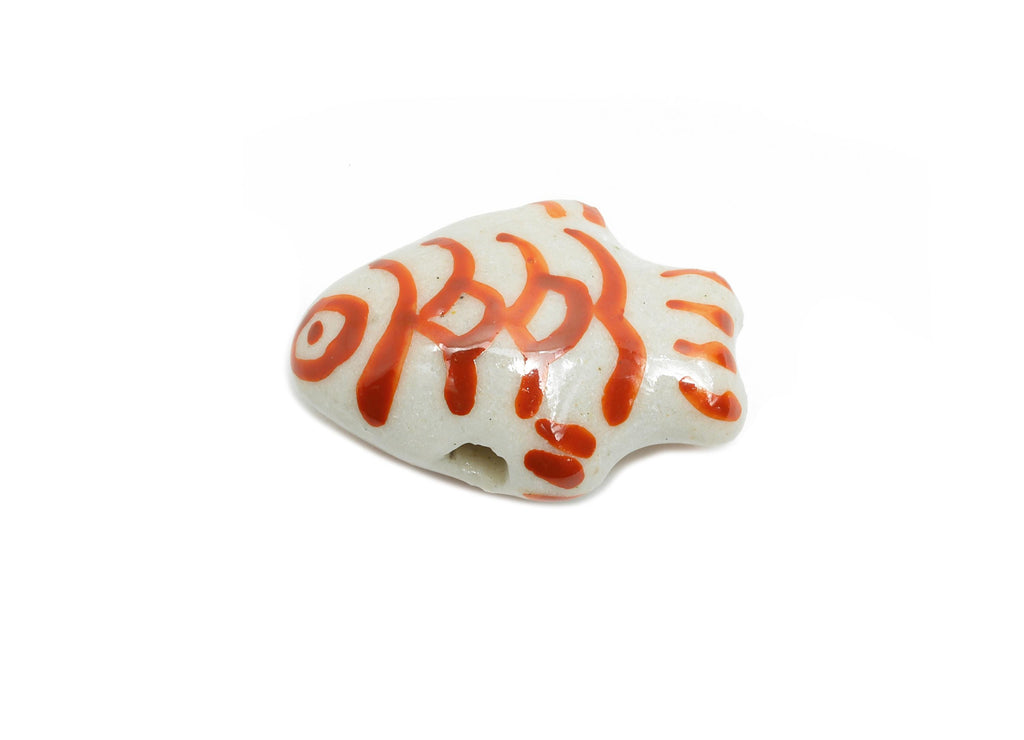 Glazed Ceramic Fish Beads - Craft Beads for Necklace or Bracelet - Marine Colorful Beads - Handmade Making Jewelry - 19x14x9.09mm - NS2768 - DOMEDBAZAAR