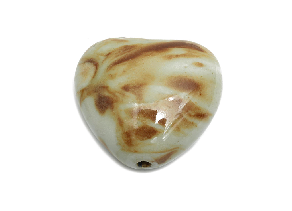 Glazed Ceramic Heart Beads - Whimsical Heart Beads for Necklace - Romantic Handmade Heart Bead - Jewelry Making - 29.9x33x18.78mm - NS2805 - DOMEDBAZAAR