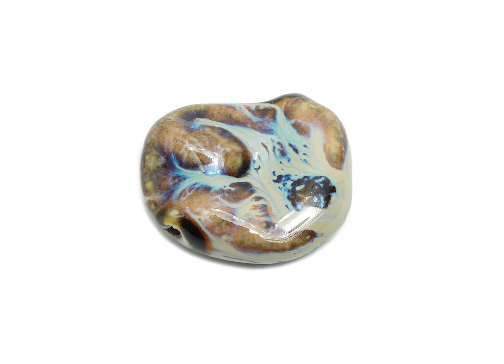 Glazed Ceramic Geometric Beads - Unique Beads Components for Necklace - Abstract Beads - Handmade Making DIY - 32.78x26.82x11.56mm - NS2777A - DOMEDBAZAAR