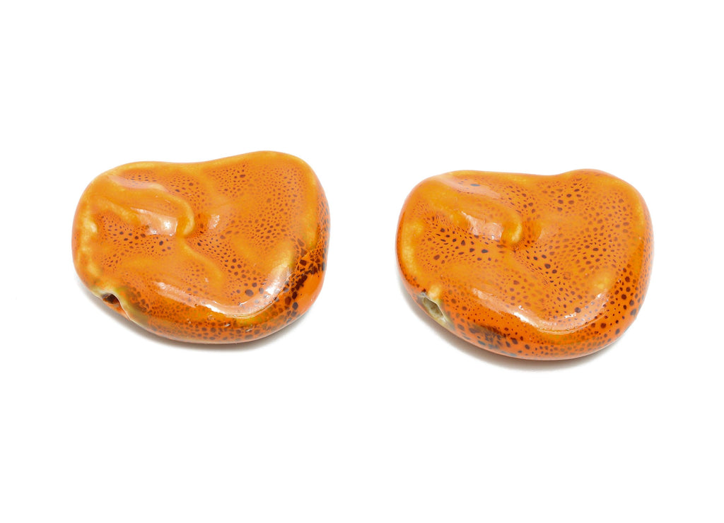 Glazed Ceramic Geometric Beads - Unique Beads Components for Necklace - Abstract Beads - Handmade Making DIY - 32.78x26.82x11.56mm - NS2777B - DOMEDBAZAAR