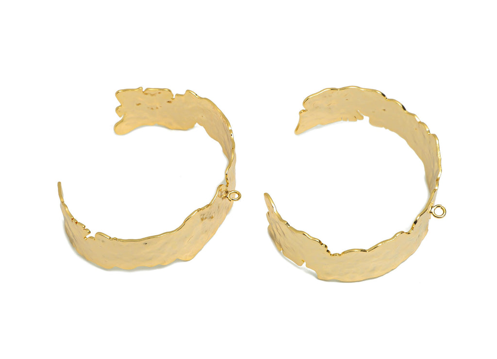 Brass Cuff Bracelet - Hammered Bracelet Pressed With Loop - Adjustable Bracelet With Open Loop - 18K Real Gold Plated -66x52x20mm-RGP10805 - DOMEDBAZAAR