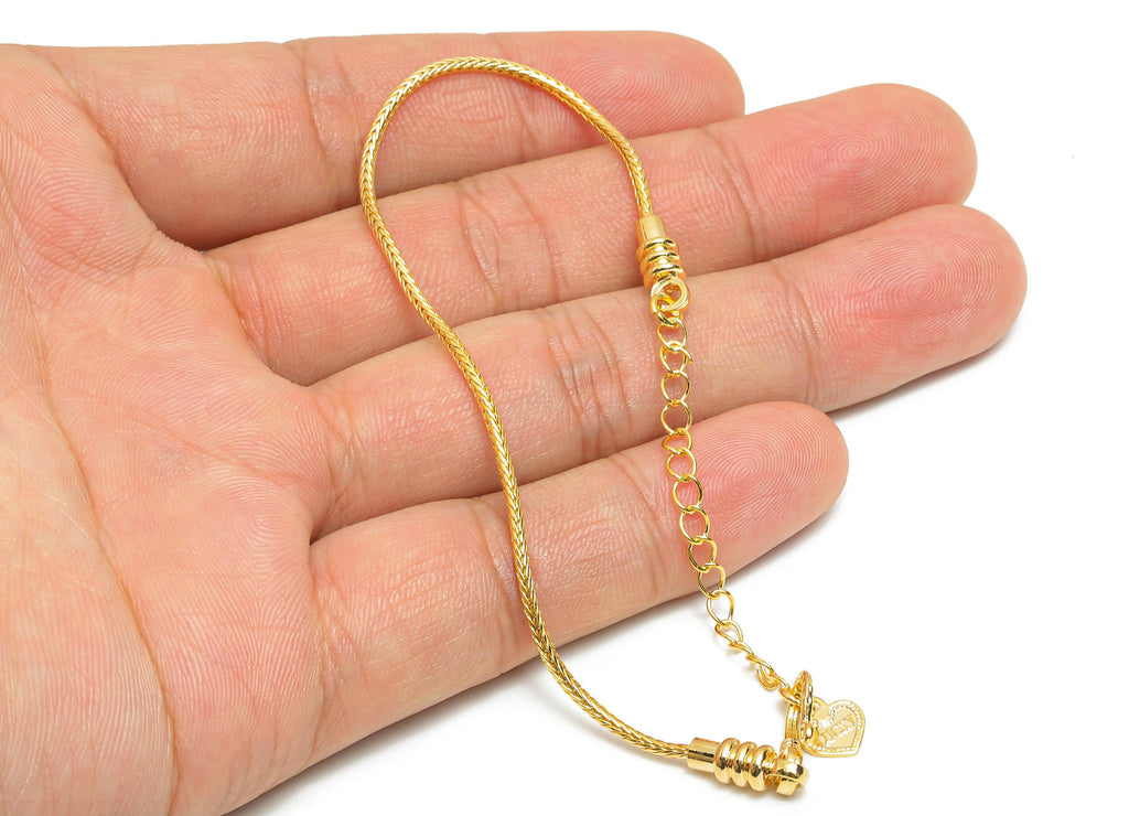 17+5cm Snake Adjustable Chain Bracelet - Open Screw Bracelet For Bead - Unlockable Screw Bracelet Making - 18K Real Gold Plated - RGP10435 - DOMEDBAZAAR