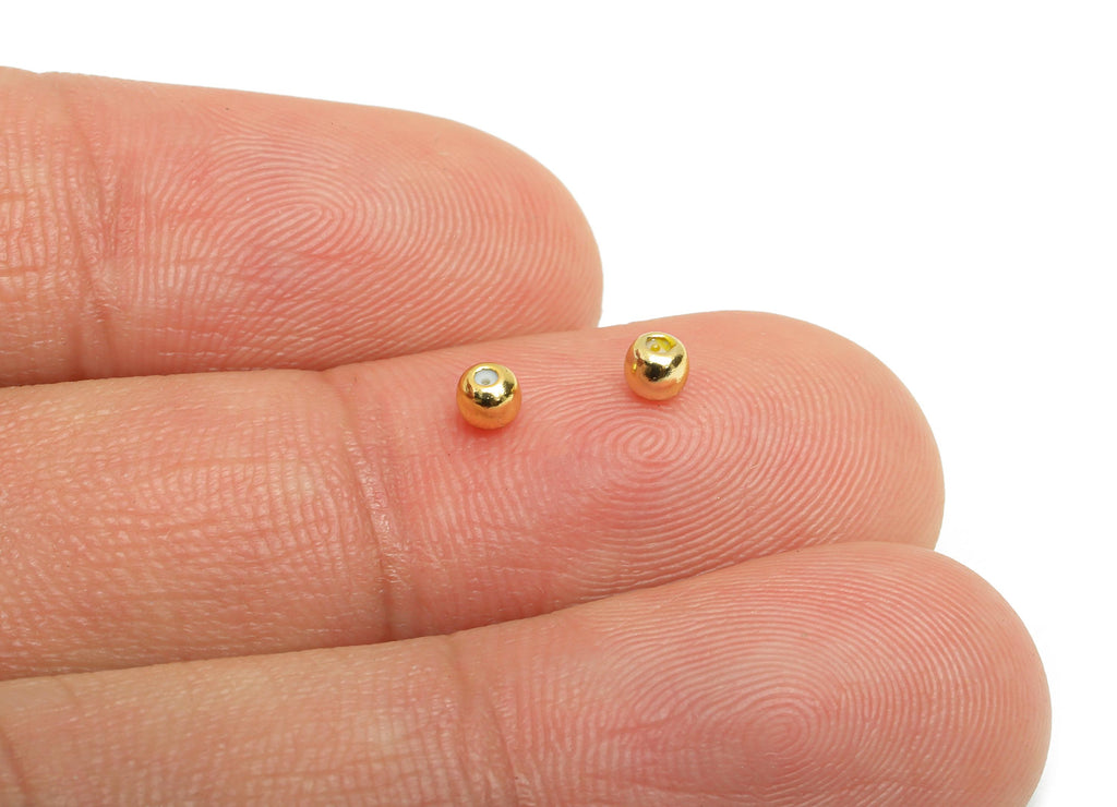 Slicone Stopper Bead - Brass Bead Stopper - Adjustable Rubber Stopper - Sliding Brass Bead Stopper - 18K Real Gold Plated-3x3x0.6mm-RGP10812 - DOMEDBAZAAR