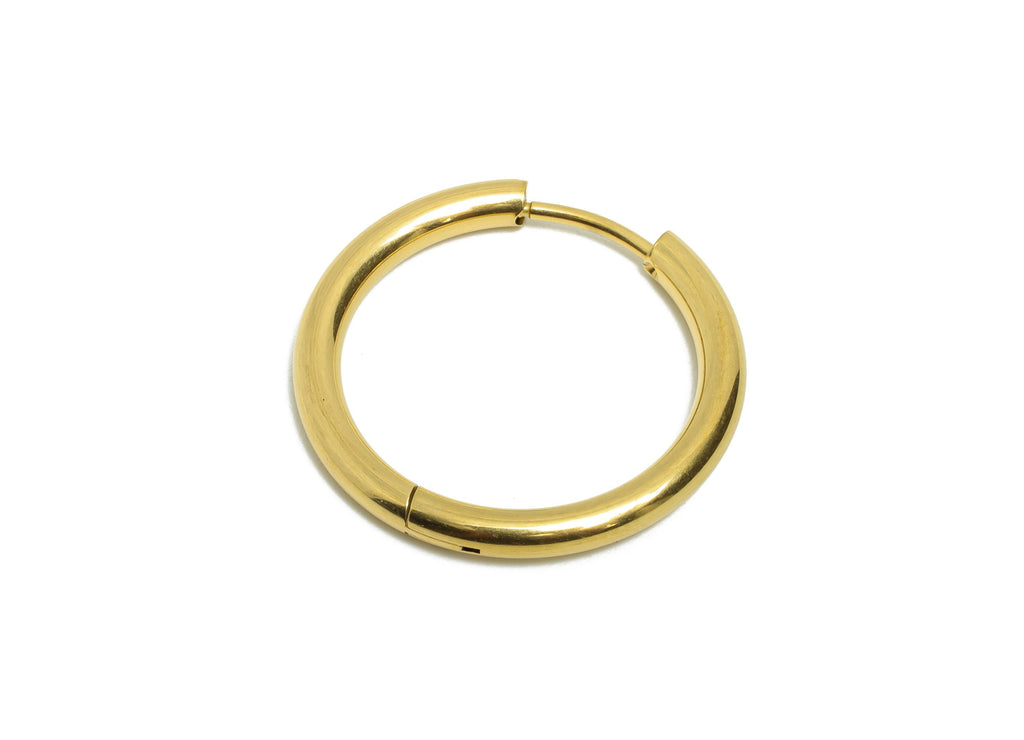23x2.5mm Steel Hoop Earring - Elegant Gold Hoop Earring - Minimalist Circle Huggie Earring - 304 Stainless Steel- 22.6x22.6x2.5mm-SS1718-18G - DOMEDBAZAAR