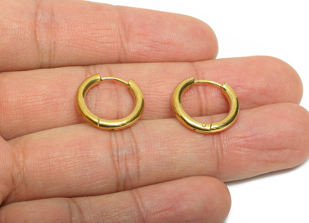 17x2.5mm Steel Hoop Earrings - Elegant Gold Hoop Earring - Minimalist Circle Huggie Earring - 304 Stainless Steel - 17x17x2.5mm - SS1718-12G - DOMEDBAZAAR