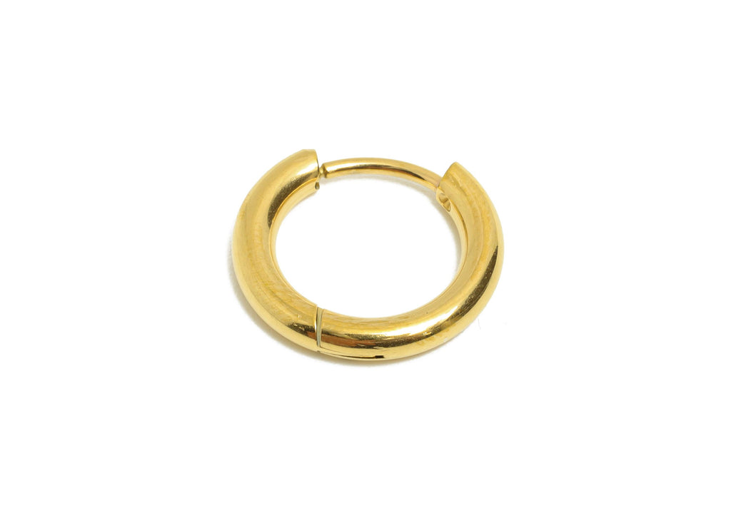 15x2.5mm Steel Hoop Earring - Elegant Gold Hoop Earring - Minimalist Circle Huggie Earring - 304 Stainless Steel - 15x15x2.5mm - SS1718-10G - DOMEDBAZAAR