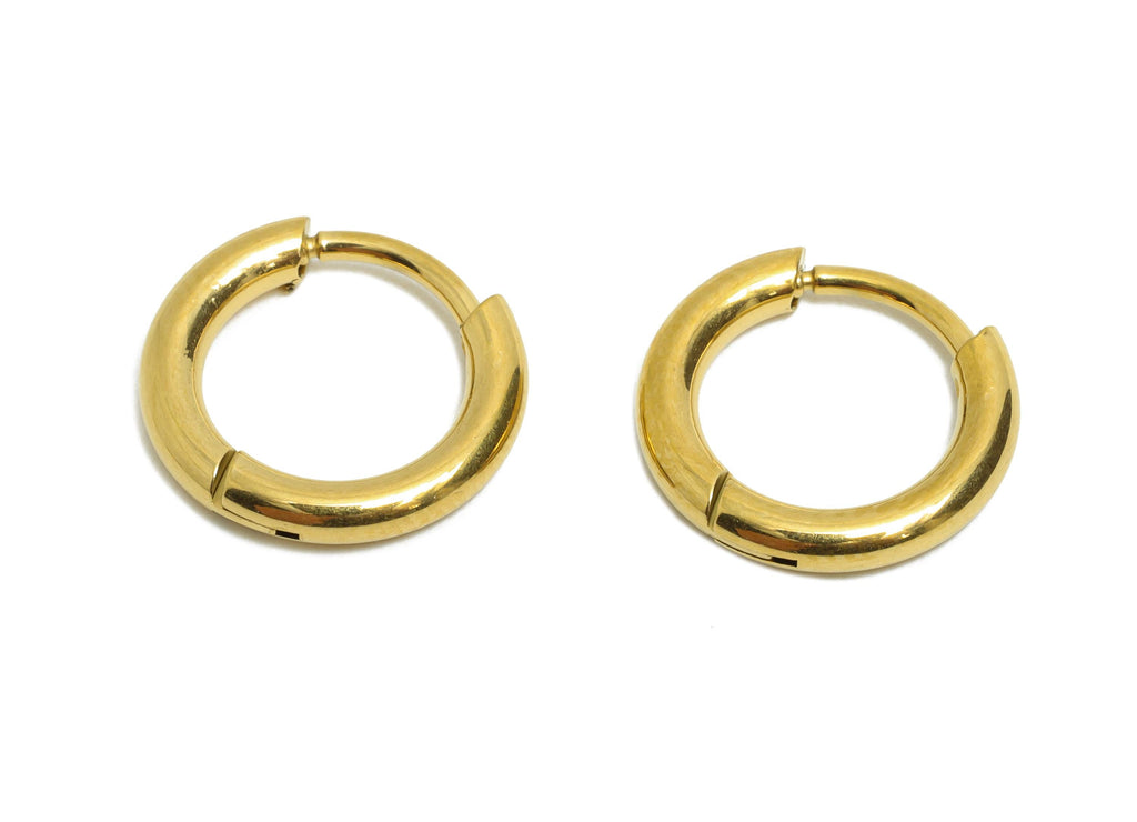 12x2mm Steel Hoop Earrings - Elegant Gold Hoop Earring - Minimalist Circle Huggie Earring - 304 Stainless Steel - 12x12x2mm - SS1717-8G - DOMEDBAZAAR