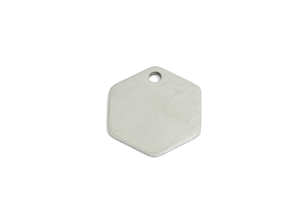 Steel Hexagon Earring Charm - Customizable Flat Connector for DIY Jewelry - High-Quality Stainless Steel Hexagon Charm - 12x11x0.98mm-SS2267 - DOMEDBAZAAR