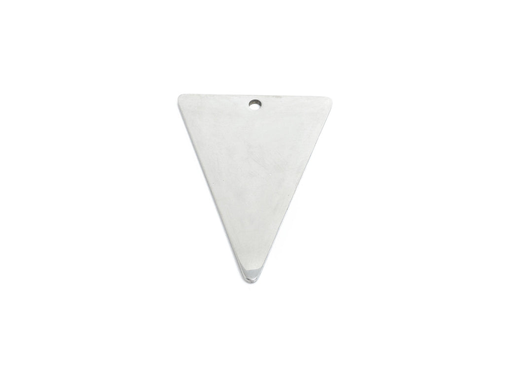 Steel Triangle Pendant - Stainless Steel Geometric Earring Charm - Triangle Metal Sleek For Handmade - Modern Charm - 28x20x0.98mm - SS2530 - DOMEDBAZAAR