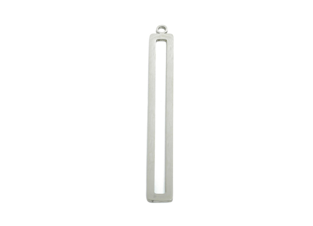 Steel Rectangle Earring Charm - Minimalist Geometry Frame for DIY Jewelry - High-Quality Stainless Steel  Charm - 53x6x0.98mm - SS2273 - DOMEDBAZAAR