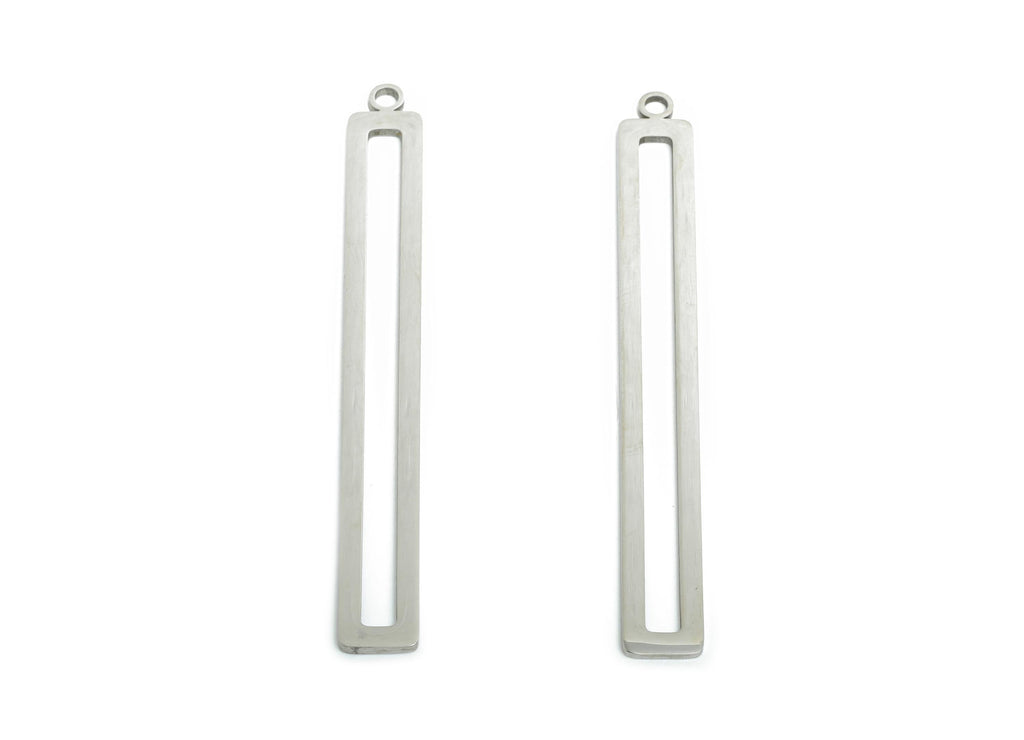 Steel Rectangle Earring Charm - Minimalist Geometry Frame for DIY Jewelry - High-Quality Stainless Steel  Charm - 53x6x0.98mm - SS2273 - DOMEDBAZAAR