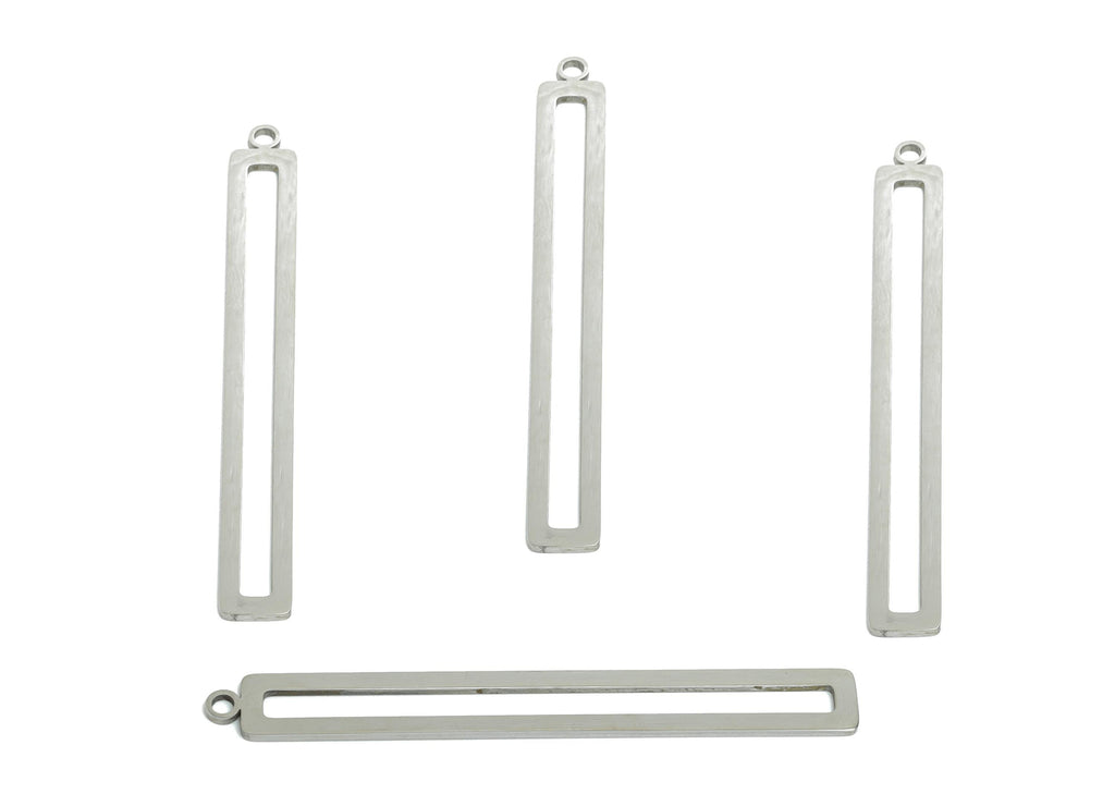 Steel Rectangle Earring Charm - Minimalist Geometry Frame for DIY Jewelry - High-Quality Stainless Steel  Charm - 53x6x0.98mm - SS2273 - DOMEDBAZAAR