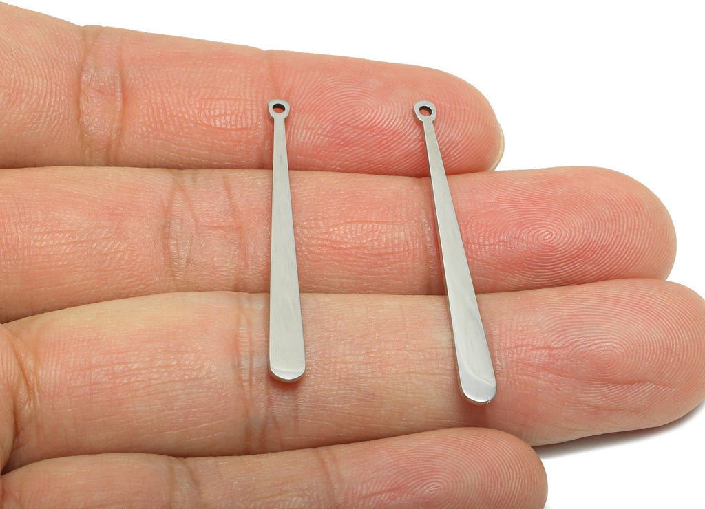 Steel Stick Earring Charm - Minimalist Teardrop Bar Charm for DIY Jewelry - Sleek Drop Stick Stainless Steel Charm - 38x3.85x0.98mm - SS2316 - DOMEDBAZAAR
