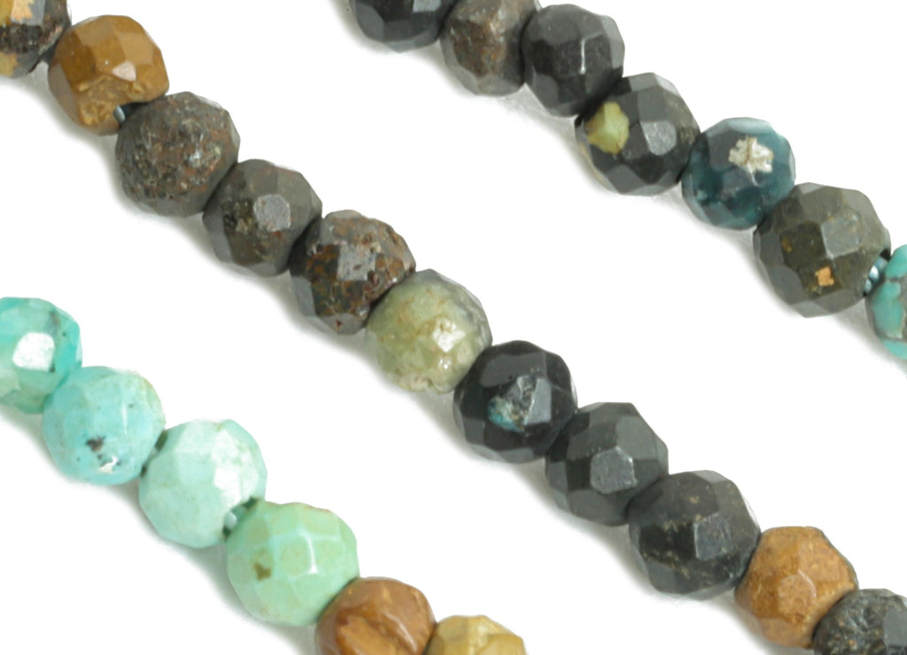 2mm Turquoise Natural Stone - Faceted Round Turquoise 15.5inch&#39;/Strand - Sparkling Gemstone Beads for Handmade - Faceted Beads - NS2450 - DOMEDBAZAAR
