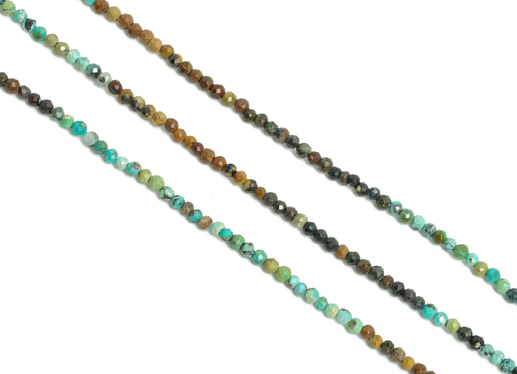 2mm Turquoise Natural Stone - Faceted Round Turquoise 15.5inch&#39;/Strand - Sparkling Gemstone Beads for Handmade - Faceted Beads - NS2450 - DOMEDBAZAAR