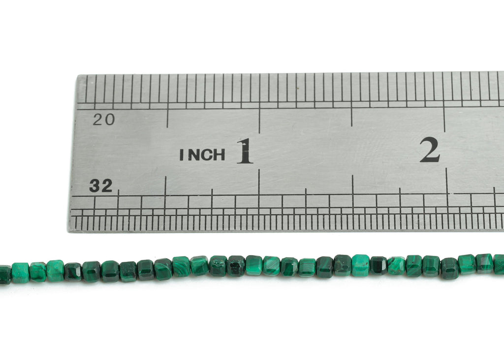 2mm Malachite Natural Stone - Faceted Cube Malachite 15.5inch&#39; /Strand - Geometry Gemstone Beads for Handmade - Faceted Beads - NS2438 - DOMEDBAZAAR