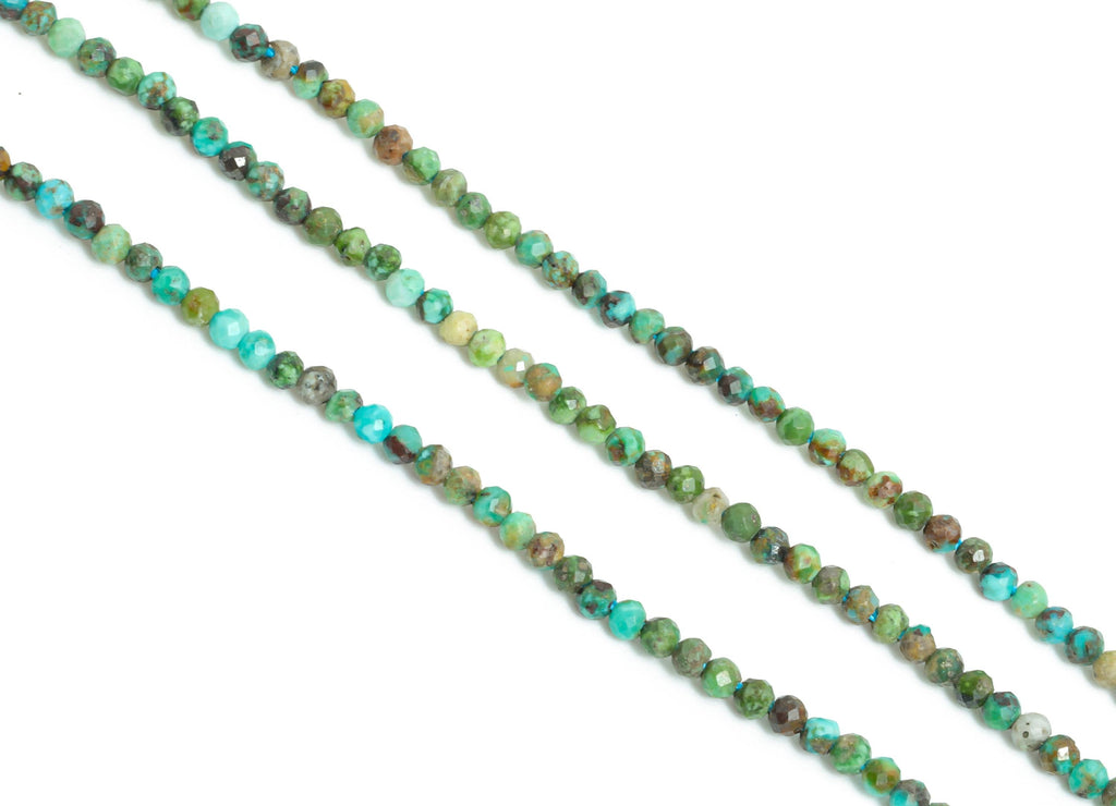 2mm Turquoise Natural Stone Beads - Round Faceted Turquoise 15.5 inch /Strand - Gemstone Beads for Handmade - DIY Crafting Beads - NS2460 - DOMEDBAZAAR