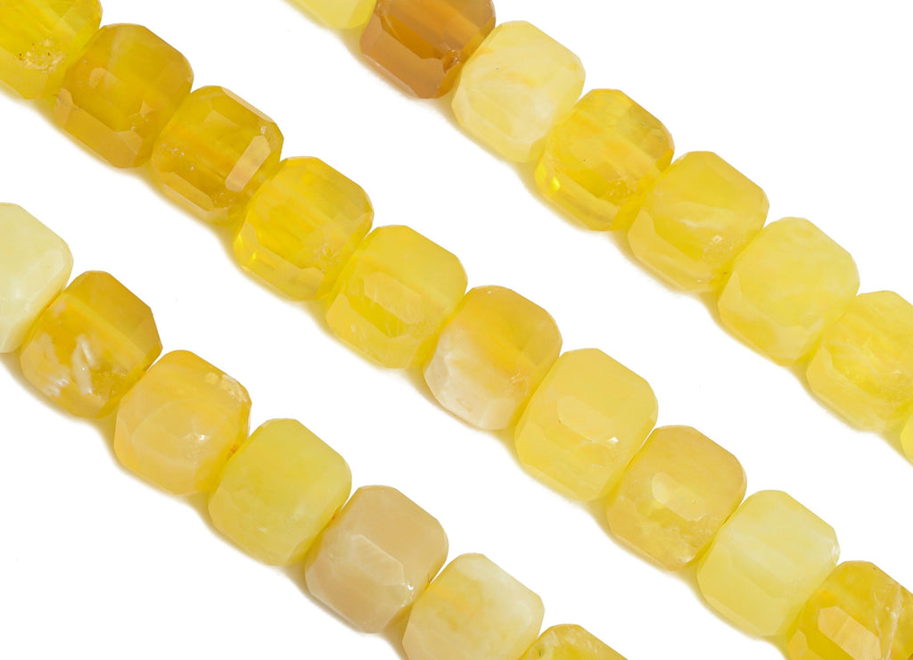 5mm Yellow Opal Natural Stone Beads - Cube Faceted Huang Opal 15.5 inch /Strand - Gemstone Beads for Handmade - DIY Crafting Beads - NS2485 - DOMEDBAZAAR