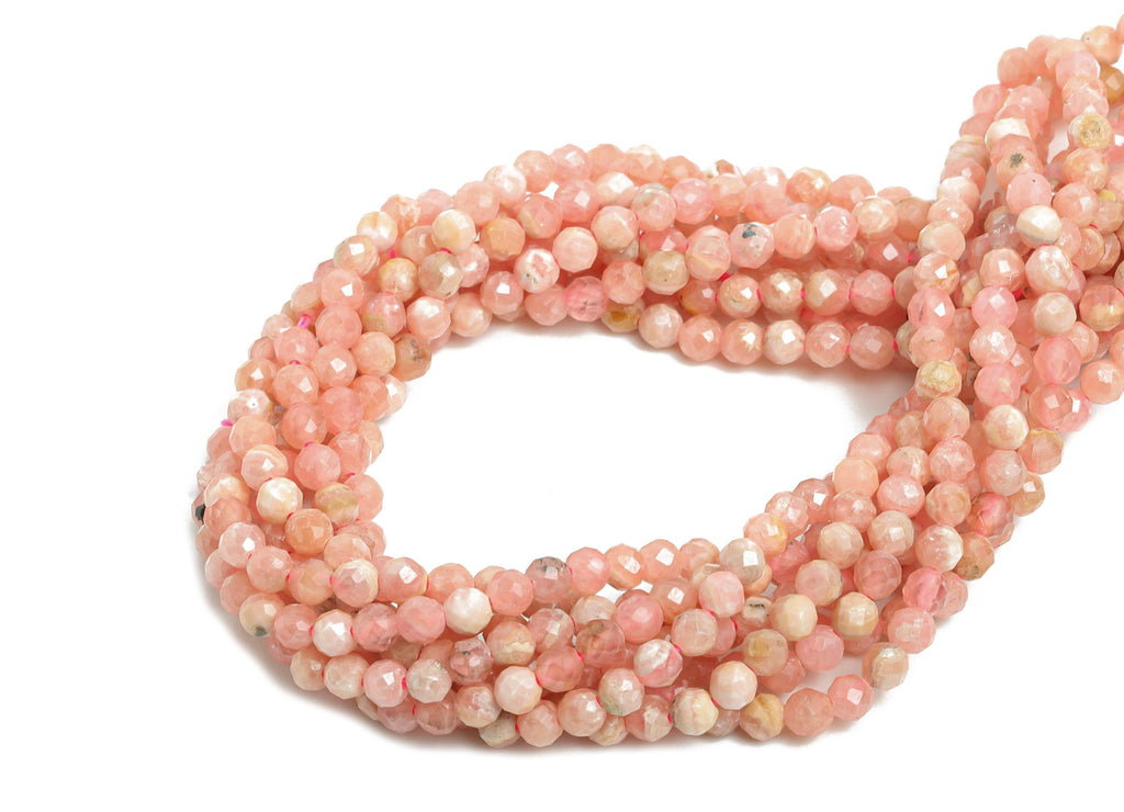Rhodonite Natural Stone Beads - Round Faceted Rhodonite 15.5 inch /Strand - Gemstone Beads for Handmade - Jewelry Making Beads - NS2430 - DOMEDBAZAAR