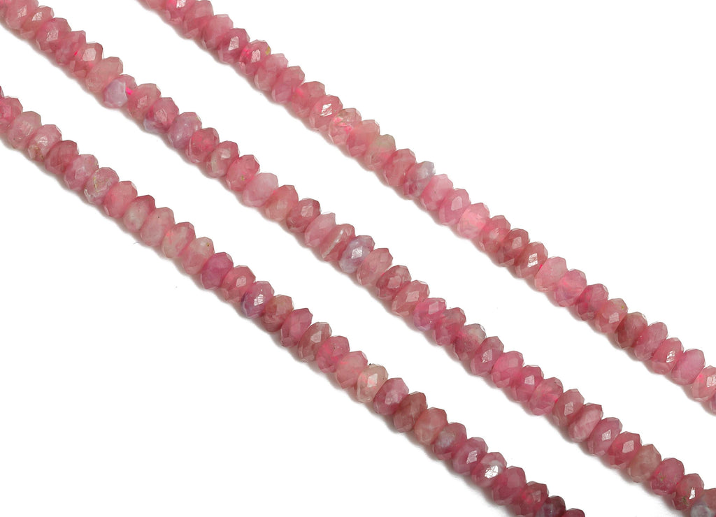 Pink Tourmaline Natural Stone Bead - Faceted Rondella Pink Tourmaline 15.5 inch /Strand - Gemstone Beads for Handmade - Jewelry DIY - NS2416 - DOMEDBAZAAR