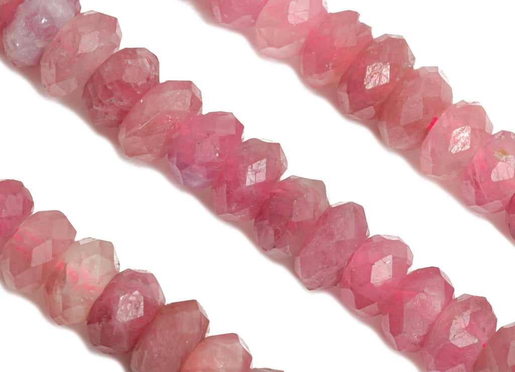 Pink Tourmaline Natural Stone Bead - Faceted Rondella Pink Tourmaline 15.5 inch /Strand - Gemstone Beads for Handmade - Jewelry DIY - NS2416 - DOMEDBAZAAR