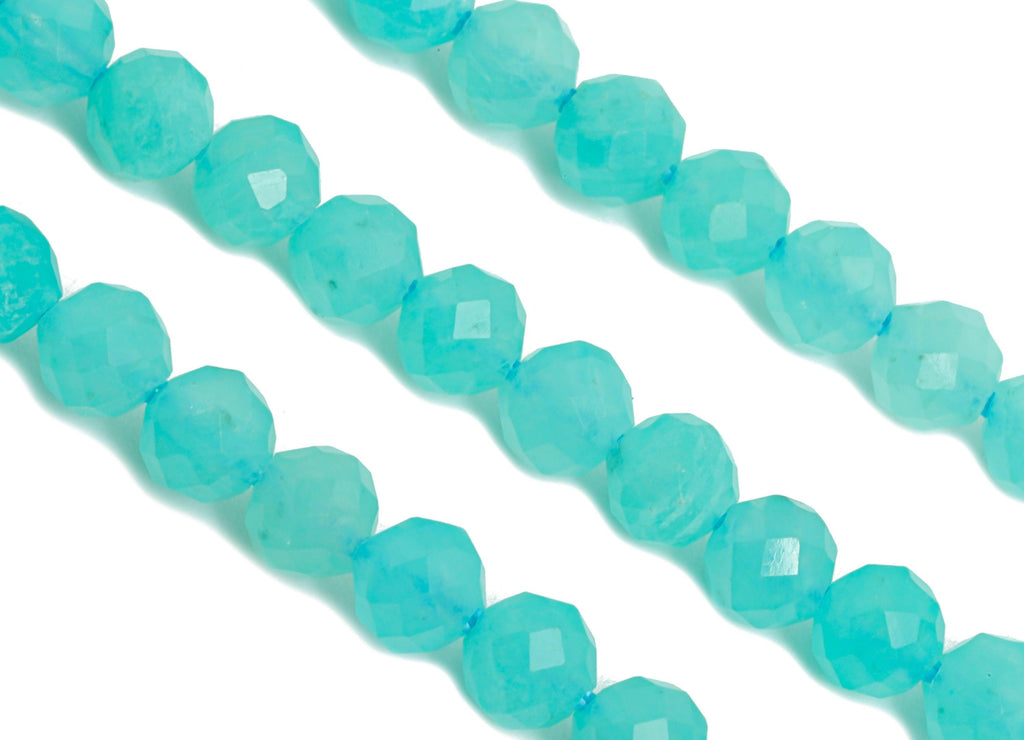 4mm Amazonite Natural Stone Bead - Faceted Round Amazonite 15.5 inch /Strand - Sparking Gemstone Bead for Handmade - Crafting Bead  - NS2527 - DOMEDBAZAAR