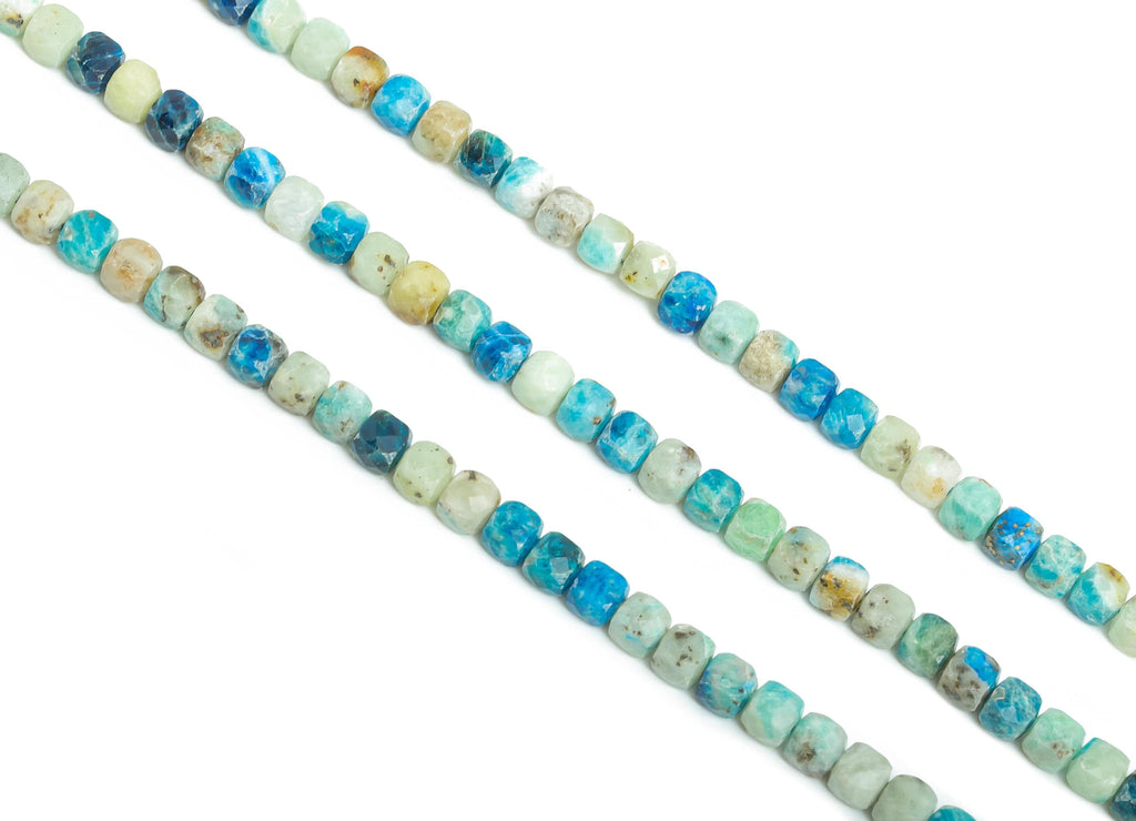 Apatite Natural Stone Beads - Faceted Cube Apatite 16 inch /Strand - Gemstone Beads for Handmade - Crafting Bead - Jewelry Making - NS2687 - DOMEDBAZAAR
