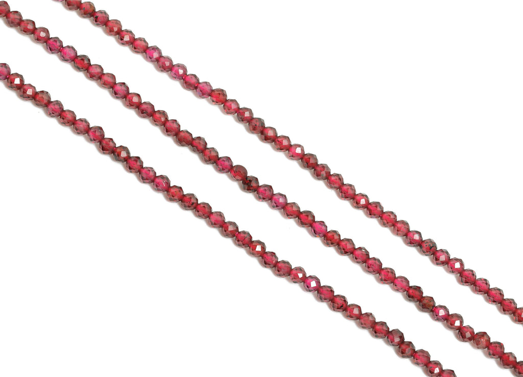 Garnet Natural Stone Beads - Faceted Round Garnet 15.5 inch /Strand - Sparkling Gemstone Beads for Handmade - DIY Crafting Beads - NS2502 - DOMEDBAZAAR