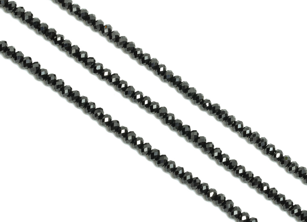 3x2mm Black Spinel Natural Stone Bead - Faceted Rondella 15.5 inch /Strand - Shiny Gemstone Bead - Crafting Bead - Jewelry Making -NS2481 - DOMEDBAZAAR