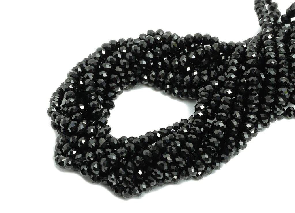 3x2mm Black Spinel Natural Stone Bead - Faceted Rondella 15.5 inch /Strand - Shiny Gemstone Bead - Crafting Bead - Jewelry Making -NS2481 - DOMEDBAZAAR