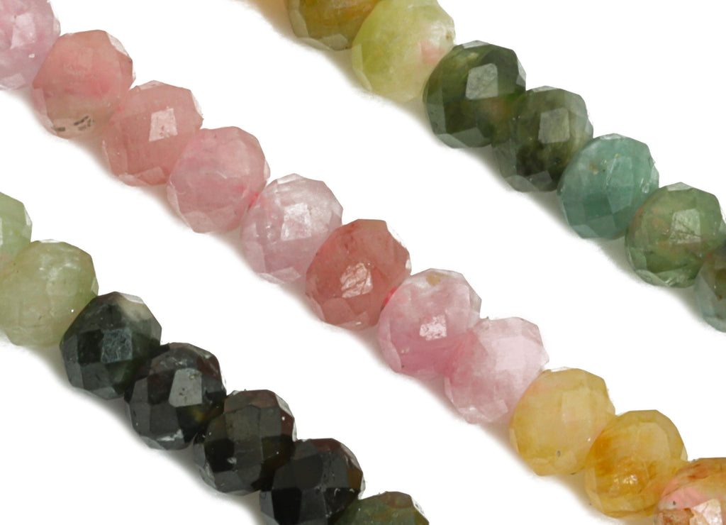 2.8x2.2mm Tourmline Natural Stone Beads - Faceted Rondella Tourmline 15.5 inch /Strand - Gemstone Beads for Handmade - Crafting Bead -NS2465 - DOMEDBAZAAR