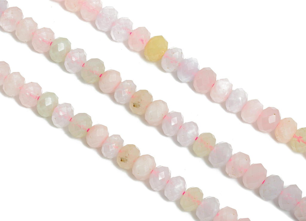 6X4mm Pink Beryl Natural Stone Bead - Faceted Rondella Morganite 15.5 inch /Strand - Gemstone Beads for Handmade - Crafting Healing -NS2477 - DOMEDBAZAAR