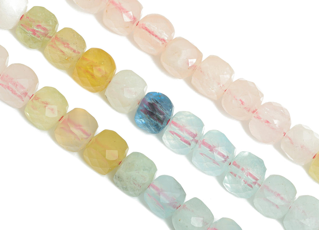 4mm Pink Beryl Natural Stone Bead - Faceted Cube Morganite 15.5 inch /Strand - Gemstone Bead for Handmade - Crafting Healing Bead - NS2478 - DOMEDBAZAAR