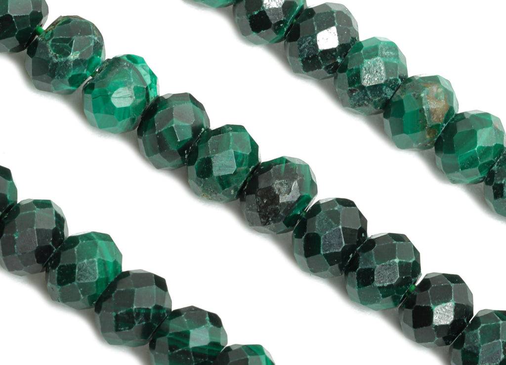 4mm Malachite Natural Stone Bead - Faceted Rondella Malachite 15.5 inch /Strand - Shine Gemstone Beads for Handmade - Crafting Bead - NS2441 - DOMEDBAZAAR