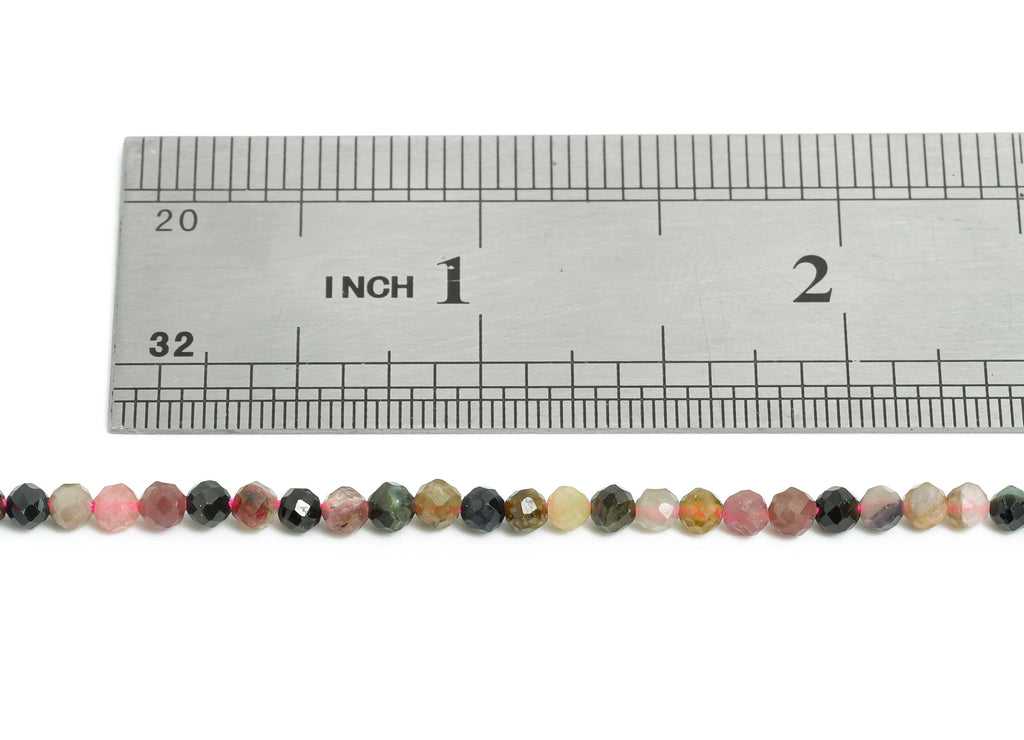 3mm Colored Tourmaline Natural Stone Bead - Faceted Round 15.5 inch /Strand - Natural Gemstone Beads for Handmade - Crafting Bead - NS2507 - DOMEDBAZAAR