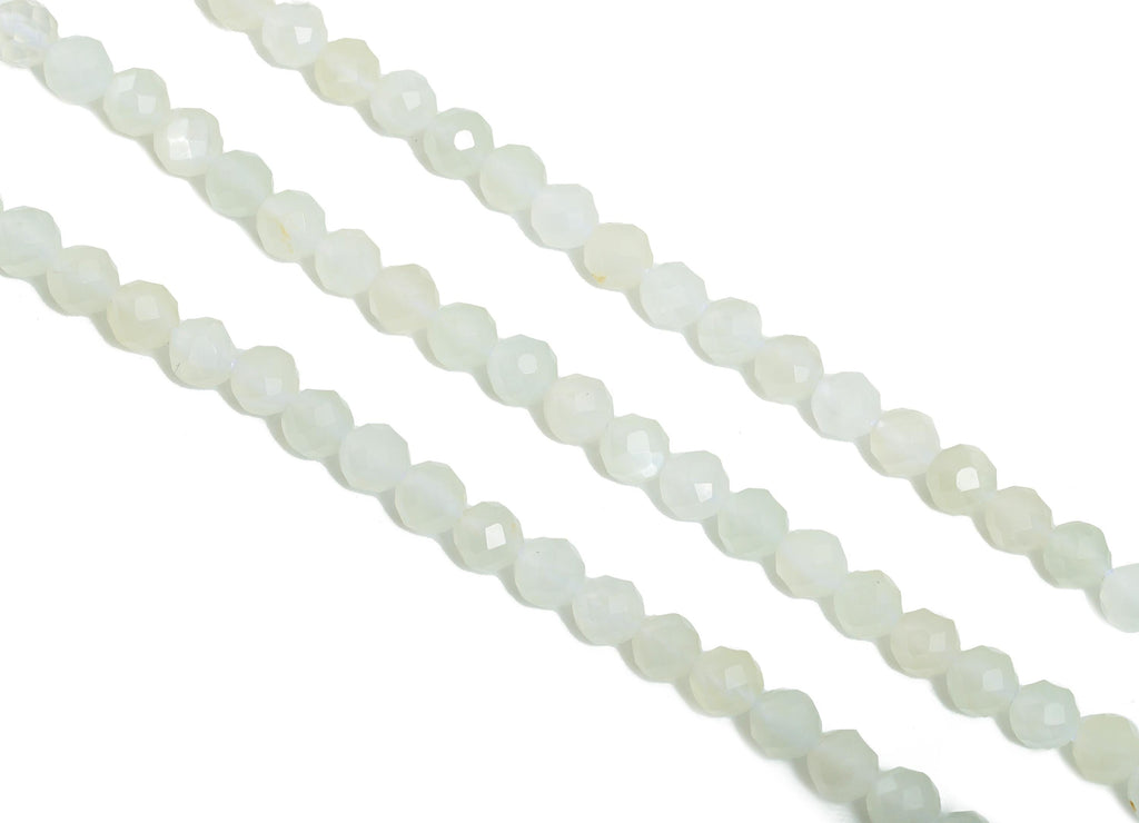 4mm Moonstone Natural Stone Bead - Faceted Round Moonstone 15.5 inch /Strand - Natural Gemstone Beads for Handmade - Crystal Healing -NS2432 - DOMEDBAZAAR