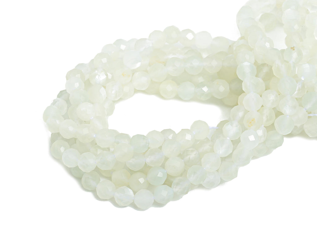 4mm Moonstone Natural Stone Bead - Faceted Round Moonstone 15.5 inch /Strand - Natural Gemstone Beads for Handmade - Crystal Healing -NS2432 - DOMEDBAZAAR