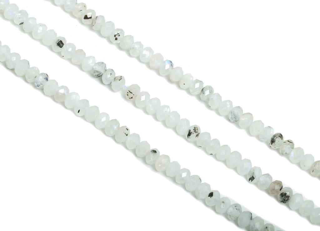 4mm Moonstone Natural Stone Beads - Faceted Round Moonstone 16.5 inch /Strand - Gemstone Beads for Handmade - DIY Crystal Beads - NS2684 - DOMEDBAZAAR