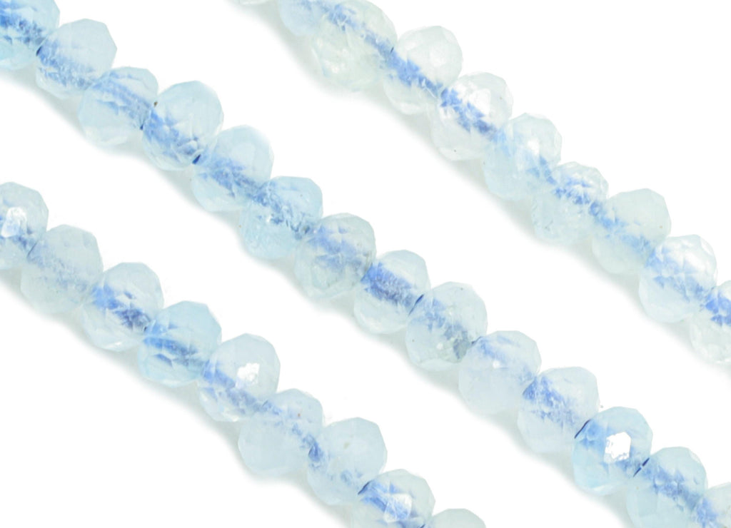 2x1.5mm Aquamarine Natural Stone Bead - Faceted Rondella Bead 15.5 inch /Strand - Gemstone Beads for Handmade - Crystal Healing - NS2446 - DOMEDBAZAAR