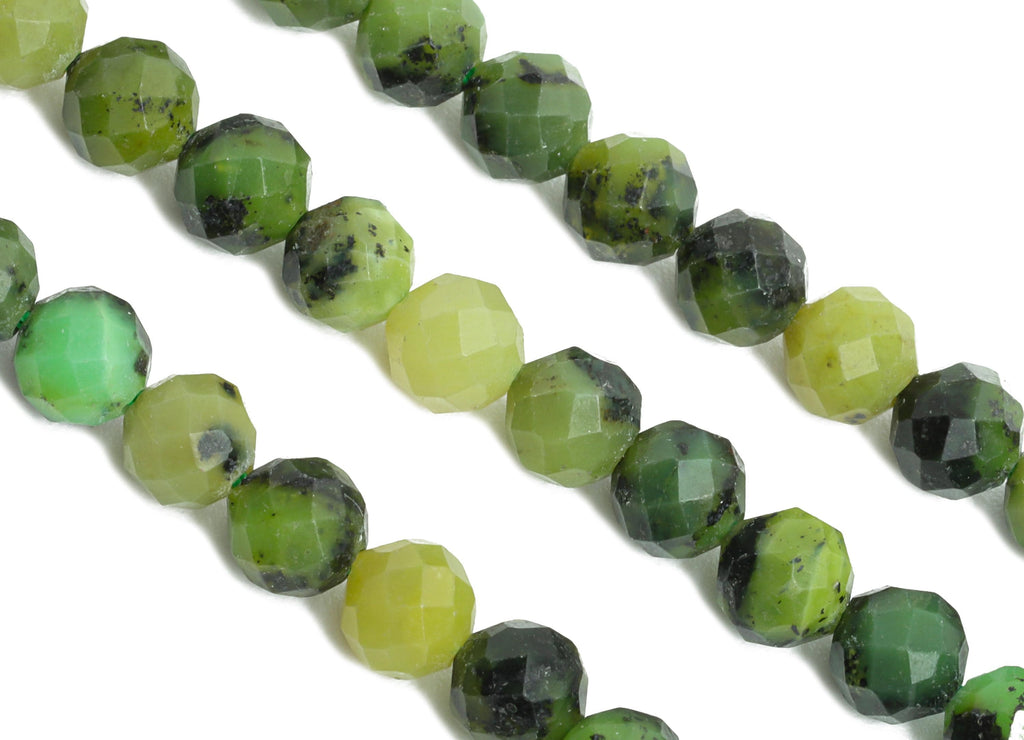 8x7mm Canadian Jade Natural Stone Bead - Faceted Round Canadian Jade 15.5 inch /Strand - Handmade Gemstone Beads - Crystal Healing - NS2463 - DOMEDBAZAAR