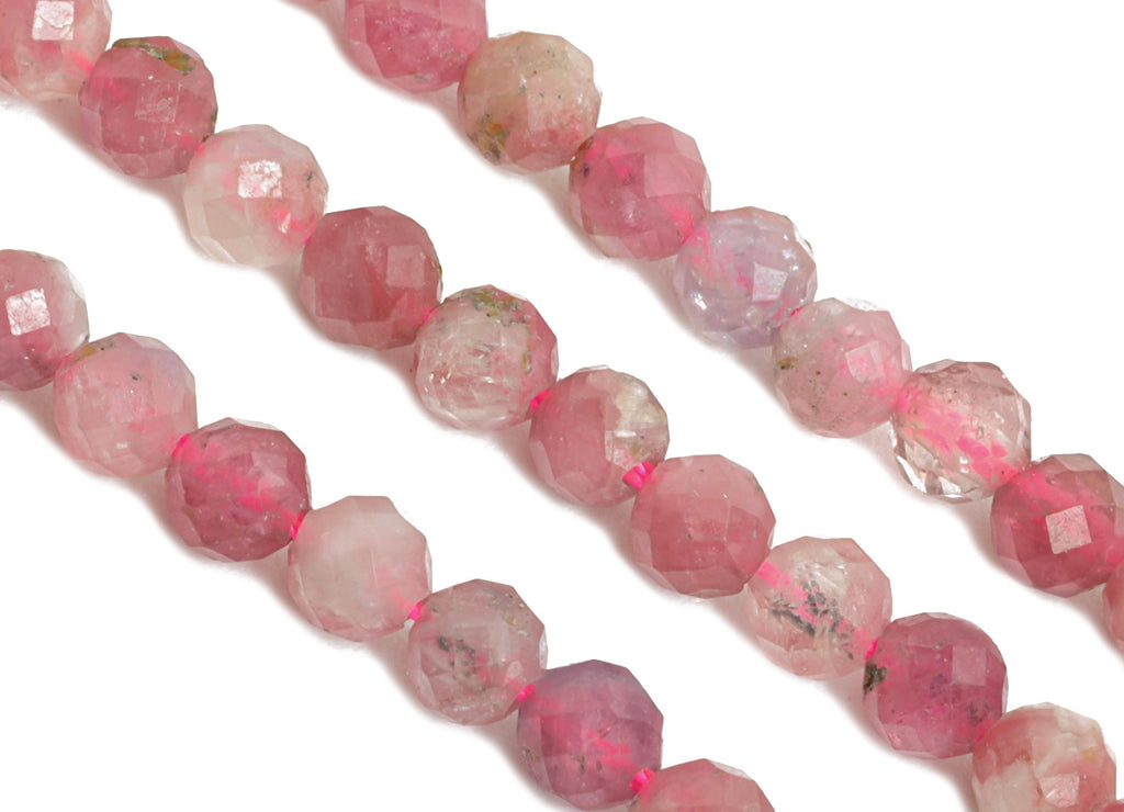 3mm Powder Tourmaline Beads - Faceted Round Natural Stone 15.5 inch /Strand - Handmade Gemstone Beads - Artisan Bead - Jewelry DIY - NS2506 - DOMEDBAZAAR